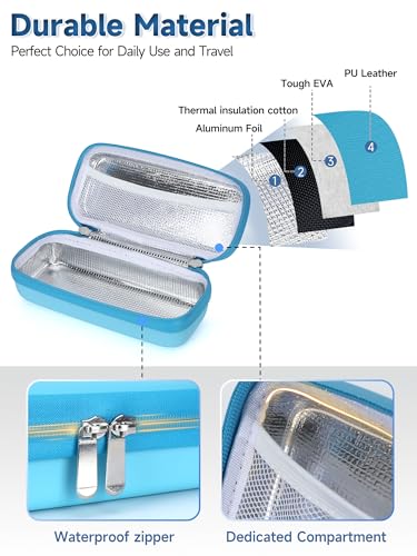 YOUSHARES Insulin Vial Cooler Travel Case - TSA Approved Diabetes Carrying Bag Keep Medicine Cool, Peptide Medication Organizer Small Bottle Protector, Refrigerated Pack with Protective Ice Brick - color: 01 Light Blue
