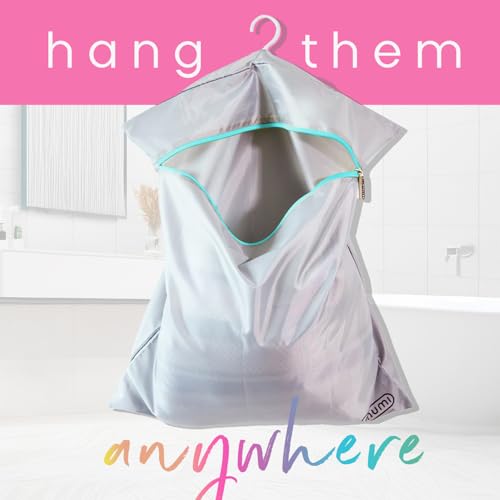 MUMI Travel Laundry Bag – Moisture & Smell-Proof Clothes Bag with Folding Hanger & Outer Pouch | Large Laundry Storage Bag for Suitcase, Gym & Packing | Dirty Clothes Organizer (Blue) - color: Blue
