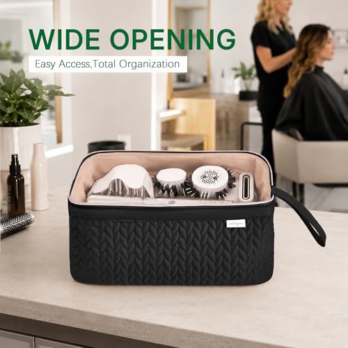 KarSyon Shark Flex Style Case for Dyson Airwrap Hair Dryer Brush Revlon Hair Tools Travel Bag Carrying Case Flat Curling Iron Organizer (Black) - color: Black