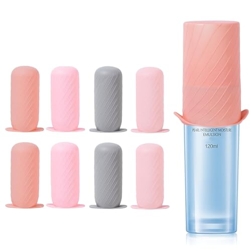 Mrsdry Bottle Covers for Travel, Leak Proofing, Travel Size Container Silicone toiletry sleeves, Leak Locks Travel Accessories for Shampoo Wash Body Bottles and other beauty and personal care(8pcs) - color: Pink, size: 8Pack