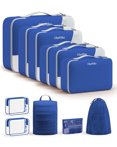 11 Set Packing Cubes for Travel, Gifts for Women Mom,Anti-Tearing Suitcase Organizer,OlarHike Vacation Essentials & Accessories for Cruise Ship - color: 18 Klein Blue