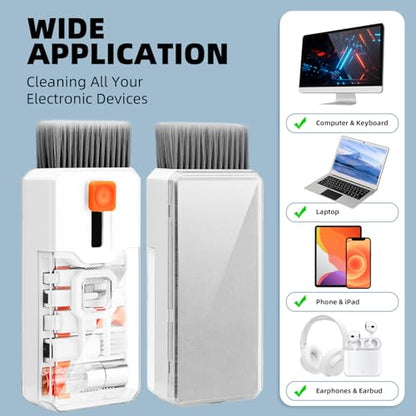 Keyboard Cleaning Kit Laptop Cleaner, All-in-1 Computer Screen Cleaning Brush Tool, Multi-Function PC Accessories Electronic Cleaner Kit Spray for iPhone iPad Macbook Earbud Camera Monitor with Patent - color: White
