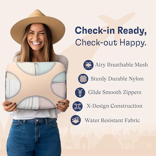 Shacke 8 Set Packing Cubes for Travel – Complete Luggage Organizer Set with Laundry, Shoe, Toiletry & Accessories Bag, Suitcase Travel Organizer (Nude Biege) - color: 8 Set - Nude Biege, size: Set of 8