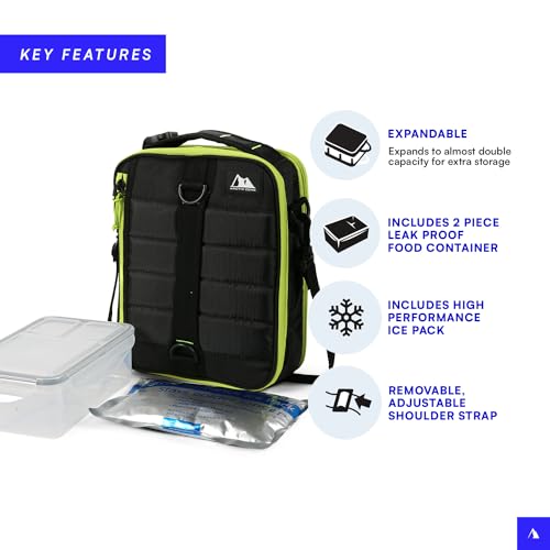 Arctic Zone Ultimate Upright Expandable Lunch Pack, Dual Compartment Insulated - Black - color: Black