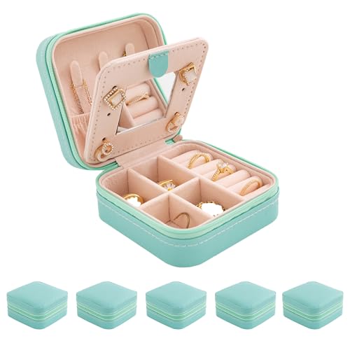 KElofoN Jewelry Organizer Box for Girls Women with Mirror - Small Travel Case (Blue-5) - color: Blue-5