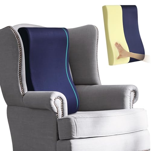 2-in-1 Neck Pillow Lumbar Support Pillow for Recliner Couch& Glider Chair - High Resilient Foam Ergonomic Back Support for High-Back Rocking Chairs, Glider Rocker Replacement Cushions Navy S - color: Navy Blue, size: Size S for 5.1-5.4ft.