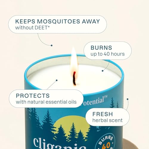 Cliganic Natural Mosquito Repellent Candle (Large 22oz) | Citronella, DEET Free, Essential Oil Infused for Outdoor, Camping | Burns 40 Hours - size: 22 oz