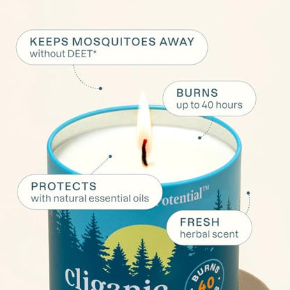 Cliganic Natural Mosquito Repellent Candle (Large 22oz) | Citronella, DEET Free, Essential Oil Infused for Outdoor, Camping | Burns 40 Hours - size: 22 oz