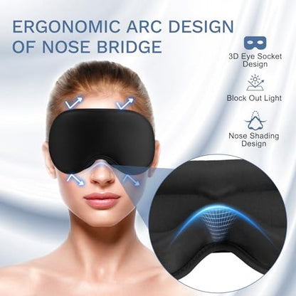 FlyCoco 99% Fully Block Out Light Eye Sleep Mask, 3D Deep Contoured Eyes Cover Zero Pressure, Long Lash Extension Eyes Mask with Adjustable Straps for Sleeping Travel Home Nap Rest Women Men (Black) - color: Black