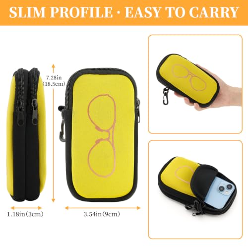 WOZEAH Double Eyeglass Case with 2 Compartments, Travel Eyewear Organizer for Two Pairs of Glasses - color: Yellow