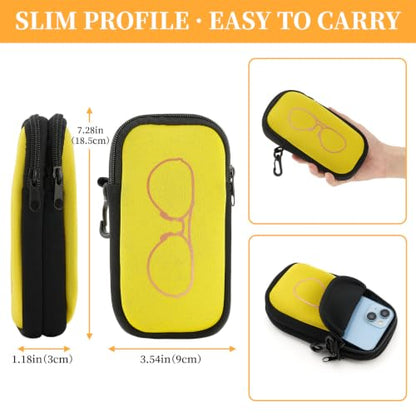 WOZEAH Double Eyeglass Case with 2 Compartments, Travel Eyewear Organizer for Two Pairs of Glasses - color: Yellow