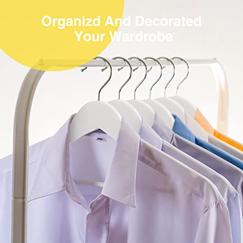 White Wooden Hangers 30 Pack Slim Coat Hangers for Closet with Smooth Finish,Shirt,Suit,Dress,Heavy Duty Clothes Hanger - color: White
