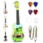 RANMING Ukulele 21 inch ukelele 4-String Ukulele Starter Kit with Strap, Picks,Carbon Strings Portable Plastic uku for Music Education Outdoor Travel Holiday Gifts Green - color: Green