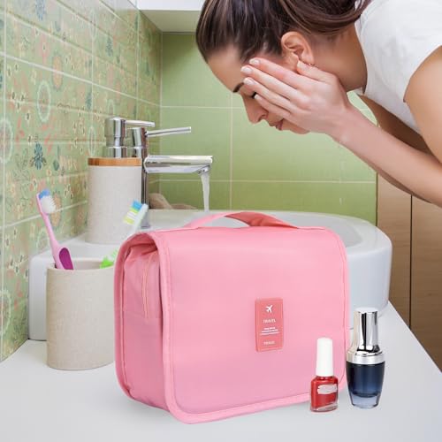 Hanging Travel Toiletry Bag for Women, Hanging Toiletry Bag with Multi-Pockets, Toiletry Bag for Traveling Easy Clean, Travel Organizer Pink - color: PInk