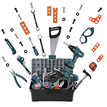 Kids Tool Box–Zealous 48 PCS Pretend Play Tools Toys for Toddler,Electric Drill Kids Tool Kit for Boys & Girls Ages 3-8 Years Old, Construction Tool Kit Playset for Boys - style: B-Kids Tool Box