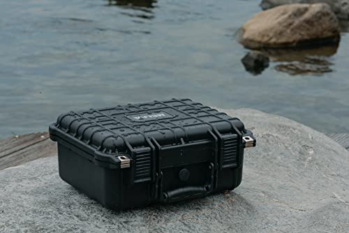 MEIJIA Portable All Weather Waterproof Protective Case,Hard Case,Camera Case With Customized Fit Foam,Fit Use of Drones,Camera,Equipments,Pistols,Elegant Black,13.35 x11.63x5.98inches - color: black