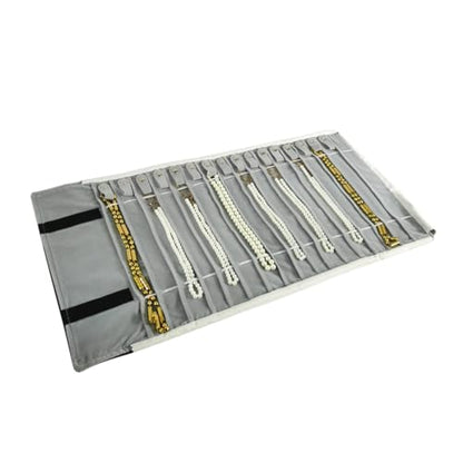Portable Jewelry Roll Untangled Secure Necklace Travel Storage Bag Displays Holder 16 Chain (Black and Gray) - color: Black and Gray