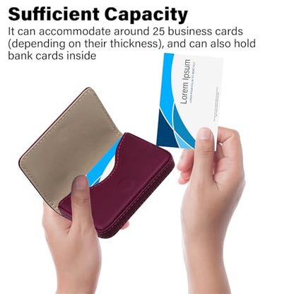 Business Credit Card Holders, Magnetic Sealing Anti Drop, PU Leather Debit Card Protector Organizer Case (Maroon Red) - color: Maroon Red