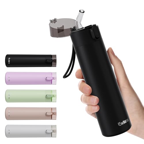 9oz Small Water Bottles with Straw, Mini Water Bottle with One-Hand Open Design, Leak-Proof Locking Lid for Hot&Cold Drinks, Small Travel Water Bottle - 100% Leakproof for School, Travel...(Black) - color: Black, size: 9.1 Ounces