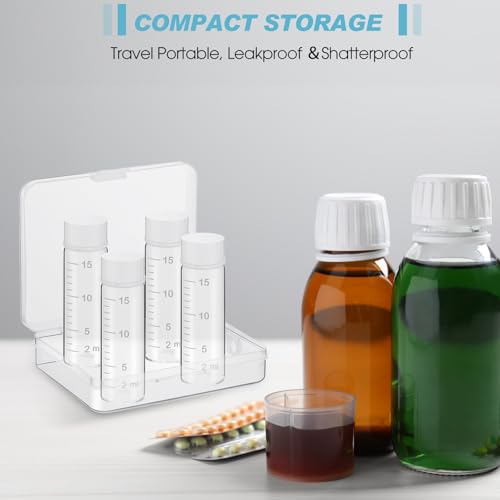 Baderke 4 Pcs Liquid Medicine Travel Container Scale Glass Liquid Containers Small Single Dose Medicine Bottles Dispenser and Leak-proof Plug Travel Essentials Accessories(Clear,15ml) - color: Clear, size: 15ml