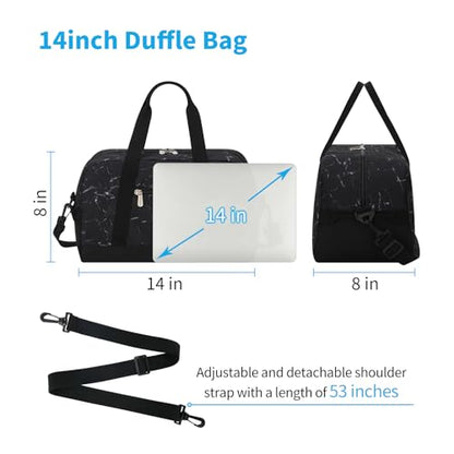 Apenze Small Gym Bag 14 inch lightweight Carry On Mini Duffel Bag for Travel Sport - Marble Black - color: Marble Black