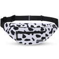 MAXTOP Large Crossbody Fanny Pack with 4-Zipper Pockets,Gifts for Enjoy Sports Festival Workout Traveling Running Casual Hands-Free Wallets Waist Pack Phone Bag Carrying All Phones - color: Cow Print White, style: Large Fanny Pack(4 Zipper Pockets)