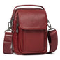 Augus Leather Small Messenger Bag For Men Crossbody Handbag Shoulder Sling Travel Bags for Men Purse Daypack Magnetic Buckle - color: Burgundy