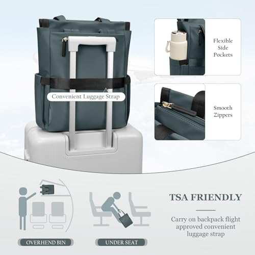 GOLF SUPAGS Convertible Laptop Backpack for Women Casual Daypack Notebook Tote Bag for Work College Travel Leisure (Atrovirens) - color: Atrovirens