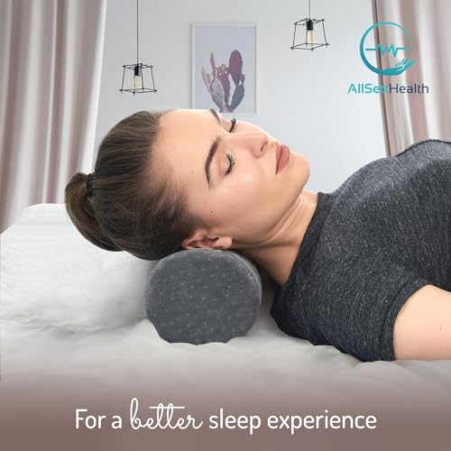 AllSett Health Round Cervical Roll Cylinder Bolster Pillow with Removable Washable Cover, Ergonomically Designed for Head, Neck, Back, and Legs, Grey | 13" X 5" - style: 13x5 Inch, Soft, Grey