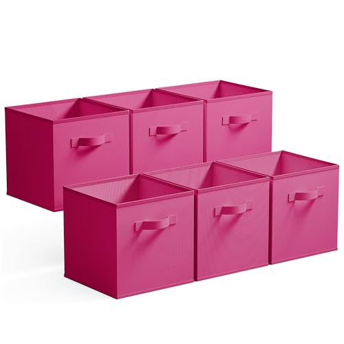 GRANNY SAYS 11 Inch Cube Storage Bins, Cube Storage Organizer, Fabric Storage Bins, Storage Cubes for Shelves, Closet, Toy Storage Bins for Kids Room, Play Room, Rose Red, 6-Pack - color: Rose Red, size: 11 Inch-6 Pack