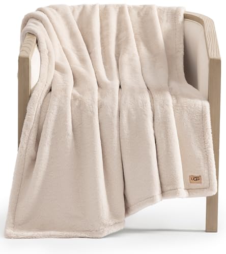 UGG Faux Fur Throw Blanket - Soft Luxury Throw for Couch, Cozy Bedroom Decor & Living Room Decor, Housewarming Gifts for Women, Beige Light Sand, 50"x70" (Marcella) - color: Beige