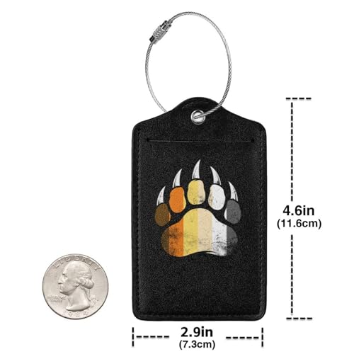 Gay Bear Pride Paw Set of 2 Durable Leather Luggage Tags Stylish Travel Gear Men Women