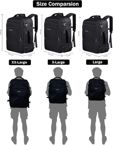 Vancropak Carry On Backpack, 45L Expandable Extra Large Travel Backpack, Flight Approved Water Resistant Luggage Suitcase Daypack, Lightweight Business Overnight Weekender Bag for Men & Women, Black - color: A-black, size: XX-Large