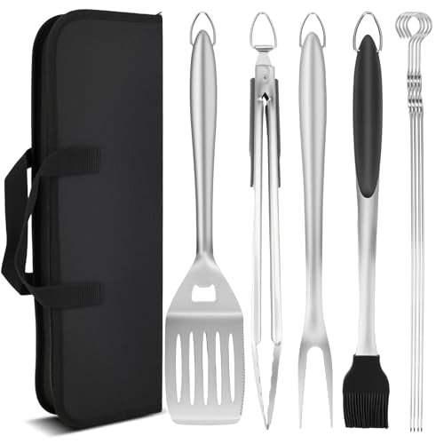 9Pcs Grill Accessories Set, Heavy Duty Stainless Steel BBQ Grill Tools Kit with Storage Bag, Grilling Gifts for Men Dad Him, Professional Barbecue Grill Utensil Set for Outdoor Backyard Camping - color: 9PCS- Extra Thick