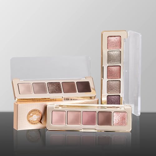 Glitter Shimmer Eyeshadow Palette – High Pigment Sparkly Metallic Eye Makeup Rose Quartz, Silver Champagne, Coral Pink, Taupe Gold & Plum Silver Shades, Long-Lasting Festival Party Eye Glitter Palette - color: C05