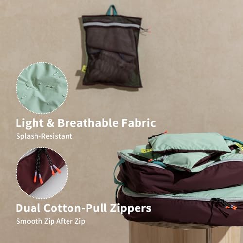 Morning Deer Packing Cubes for Travel,5 Set Hanging Luggage Storage Organizer Bags for Suitcase, Optimized Packing Bags Perfect for Vacation or Business, Organize Clothes, Shoes, Toiletries,Cards