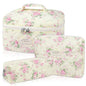 Gosect Makeup Bag Set, Quilted Makeup Bag, Large Floral Cosmetic Bag for Women, Cute Cotton Makeup Bags, Flower Travel Toiletry Organizer Bag (Pink Floer) - color: FSHK