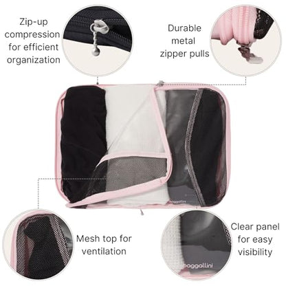 Baggallini Compression Cube 3-piece set - Lightweight Compression Packing Cubes for Travel - color: BAGG PINK