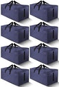 HOMESURE 8 Pack Large Strong Moving Bags with Zippers & Carrying Handles - Water-Resistant - Heavy Duty Storage Tote for Space Saving, Fold Flat, Alternative to Moving Box (Blue)