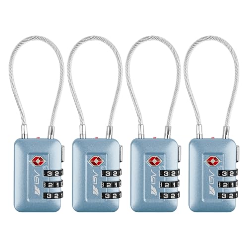 TSA Accepted Luggage Travel Lock, Set-Your-Own Combination Lock for School Gym Locker, Luggage Suitcase Baggage Locks, Filing Cabinets, Toolbox, Case (Arctic Blue, 4 Pack) - color: Arctic Blue, size: 4 Pack