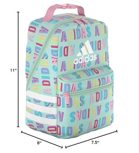 adidas Santiago Lunch Bag Cooler for Women and Men, Insulated Food Container Box with Mesh Pocket, Hall Pass Semi Flash Aqua/Pink Spark/3.0, One Size - color: Preloved Crimson/Rose Gold/3