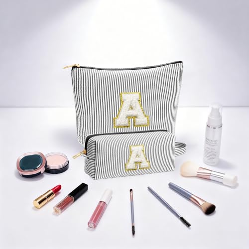 Travel Essentials - Portable Travel Toiletry Bag for Women, Initial Makeup Kit Organizer Make up Cosmetic Bag Set, Black S - color: Black, style: S