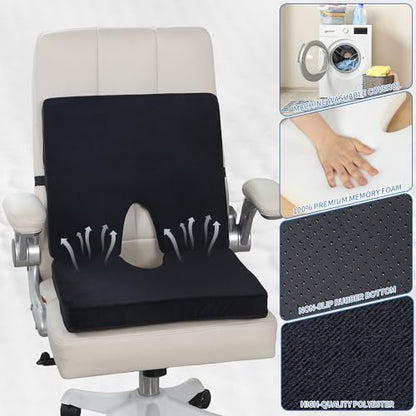 BALAPET Lumbar Support Seat Cushion,Ergonomic Lumbar Support for Posture Correction Cushion and Tailbone Pain Relief, Foldable and Portable Back Rest Coccyx Pillow for Office Chair,Car,Travel(Black)