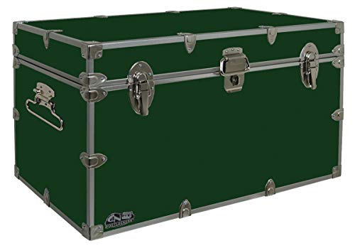 C&N Footlockers - XL Graduate Storage Trunk - Made in the USA - STEEL Footlocker for College Dorm Room & Summer Camp - 32 x 18 x 18.5 Inches (Dark Green) - color: Dark Green