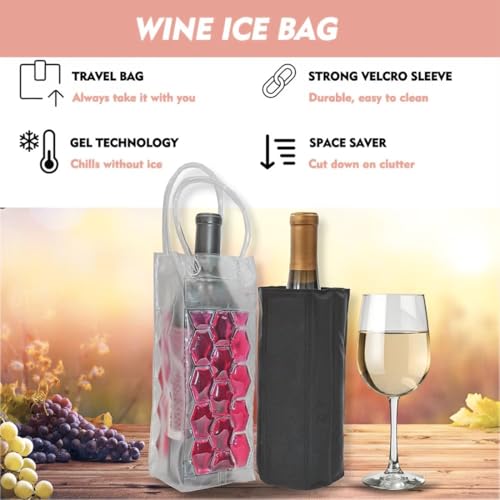Ice Wine Bag, Wine Chiller, Wine Cooler Refrigerator, Wine Fridge, Wine Bottle Chiller Cooler for Red White Champagne or Sparkling. Set 2 (Pink Wine Bag) - style: Pink Wine Bag