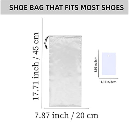 GONGKANGYUAN 4 Pack Shoe Bags for Travel Satin Fabric Shoe Bag with Drawstring for Men Women Travel Protecting Storing Shoes - color: White