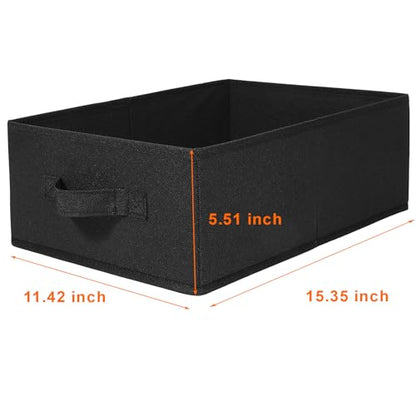 JAKAGO Fabric Storage Bins set of 4 Rectangle Storage Baskets with Handle Foldable Closet Organizer for Clothes Towel bedding Books Collapsible Clothing Container for Shelves Bedroom(Black Low)