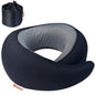 Travel Pillow | High-Density Memory Foam Pillow with 360° Surround Support. Ergonomically Designed. Ideal for Airplane Travel and Home Use. - color: Black