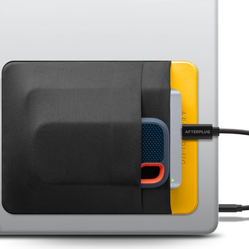2-Pocket Adhesive Hard Drive Holder for Laptop, Stick-On Pocket Pouch for External Portable SSD, HDD, Slim Mouse and Cables (Large - Fits SSD & 2.5" Drives) - color: Black & Yellow, size: Large