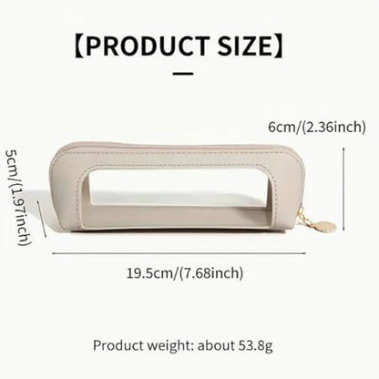 Small Clear Makeup Brush Bag with Zipper, PU Leather Travel Makeup Brush Case, Portable Waterproof Cosmetic Bag （Pink） - color: Pink